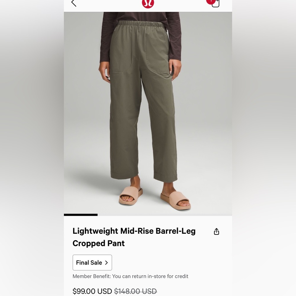 Lululemon barrel leg pant